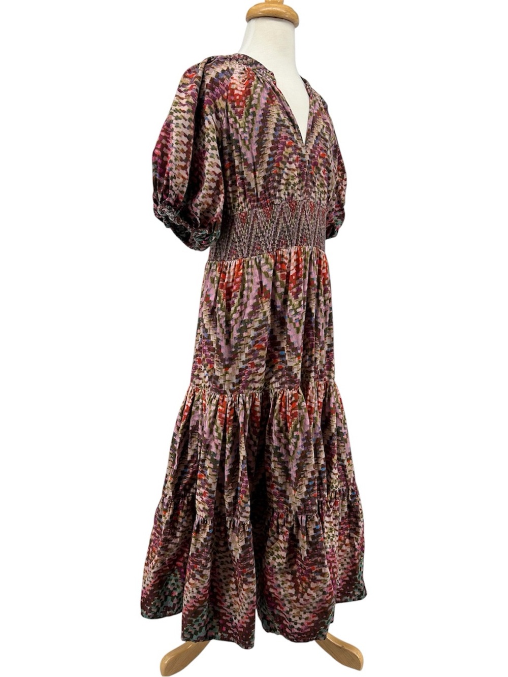 Anthropologie Conditions Apply Notch Neck Zig Zag Printed Puff-Sleeve Mini Dress - Picture 7 of 13